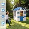 KizzParnrr Wooden Kids Playhouse with Play Kitchen, Half Door Windows, Flowerpot Holders, Toys PlaySet for Backyard Play (Bule with White) view 4