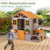 KizzParnrr Wooden Kids Playhouse, Outdoor Sand Water Table Chair Set, Play Kitchen, Half Door Windows, Toddler Playhouse and Toys Playset for Backyard Play (Brown and Grey) view 2