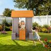 KizzParnrr Wooden Kids Playhouse, Outdoor Sand Water Table Chair Set, Play Kitchen, Half Door Windows, Toddler Playhouse and Toys Playset for Backyard Play (Brown and Grey) view 3