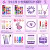 99 Pcs Kids Makeup Kit for Girls, Princess Toys Real Washable Cosmetics Set with Mirror, Hair Ties, Nails, Rings, Earrings, Necklace, Perfect for 3 4 5 6 7 8 Year Old Girls Birthday view 2