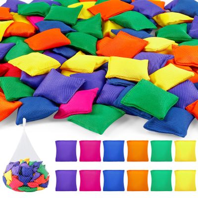 Bgtecho 48 Pcs Mini Bean Bags, Colorful Nylon Cornhole Bean Bags for Tossing, Small Beanbag, Tossing Beanbags for Outdoor Hand Toss Games Carnival Party Supply, 2.5 x 2.5 Inch, 6 Colors
