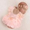 Newborn Photography Outfits Girl Baby Photography Props Lace Romper Headband Newborn Outfits Girls Photo Props (Pink) view 2