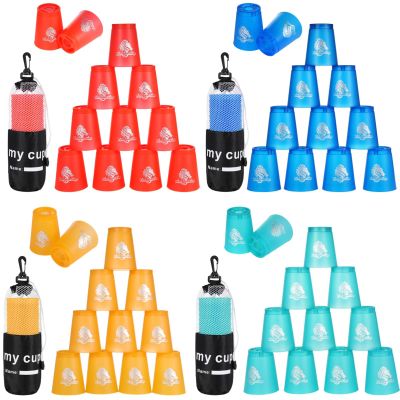 48 Pcs Stacking Cups, Classic Family Game, Speed Training for Youth and Adults, Red, Blue, Green, Orange