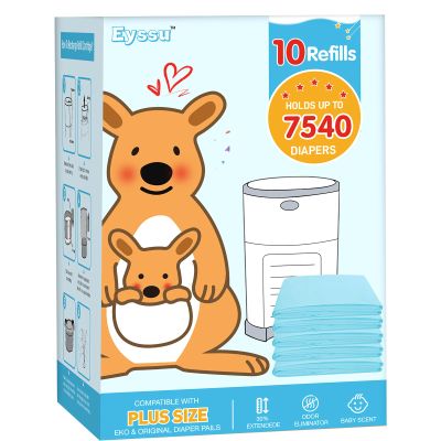 10 Pack Diaper Pail Refill Bags Compatible with Dekor Classic Diaper Pail, 40% Extra Length Refills Holds up to 6400 Diapers, Thickened Multi-layer Odor Control Diaper Bags (Baby Scent)