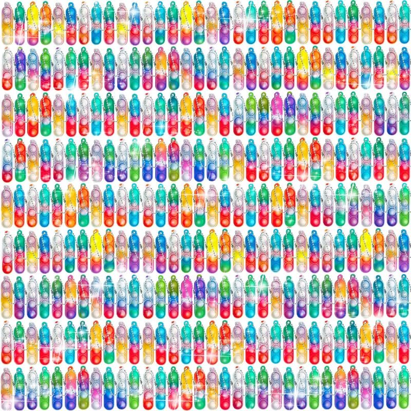 1200 Pcs Rectangle Pop Keychain Mini Fidget Toys Bulk for Kids,Mini Pop Fidget Keychain Party Favors for Kids 4-8,8-12, Goodie Bag Stuffers Fidgets for Classroom Prizes Sensory Fidget Toy Packs