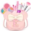 Kids Makeup Kit for Girls - 15 Pcs Real Washable Make Up Set - Non Toxic Toddlers Cosmetic with Letter Mouse Ear Purse - Easter Basket Stuffers for 3 4 5 6 7 8 Years Old Girls Birthday Gift - E view 1