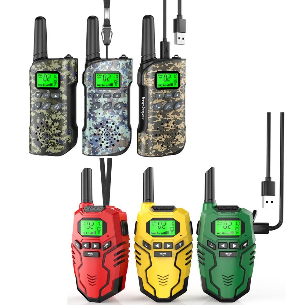 Inspireyes Walkie Talkies for Kids Rechargeable, Easter Basket Essentials Stuffers, Long Range 2 Way Radio, Outdoor Camping Games Toy Birthday Xmas Gift for Boys Age 8-12 3-5