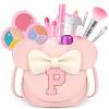 Kids Makeup Kit for Girls - 15 Pcs Real Washable Make Up Set - Non Toxic Toddlers Cosmetic with Letter Mouse Ear Purse - Valentines Day Gifts for 3 4 5 6 7 8 Years Old Girls Birthday Gift - P view 1