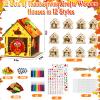 12 Thanksgiving Fall Crafts Wooden House for Boy, Girl & Adult, Fall Activities Kit DIY with Paint Pen Pumpkin Turkey Owl, Thanksgiving Arts and Crafts for Classroom Party Favors & Gift Supplies Bulk view 2