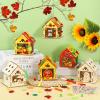 12 Thanksgiving Fall Crafts Wooden House for Boy, Girl & Adult, Fall Activities Kit DIY with Paint Pen Pumpkin Turkey Owl, Thanksgiving Arts and Crafts for Classroom Party Favors & Gift Supplies Bulk view 3