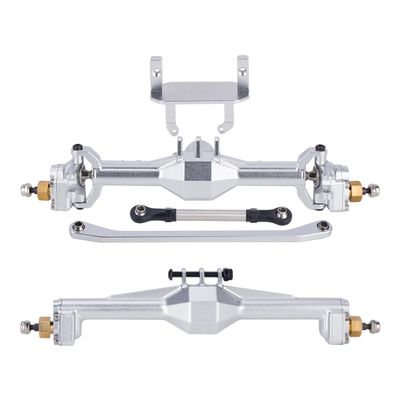 +10mm Diamond CNC Portal Axles with Lay Down Servo Mount & Links for 1/18 RC Crawler TRX4M Axle Upgrade Parts (Silver-1Set)