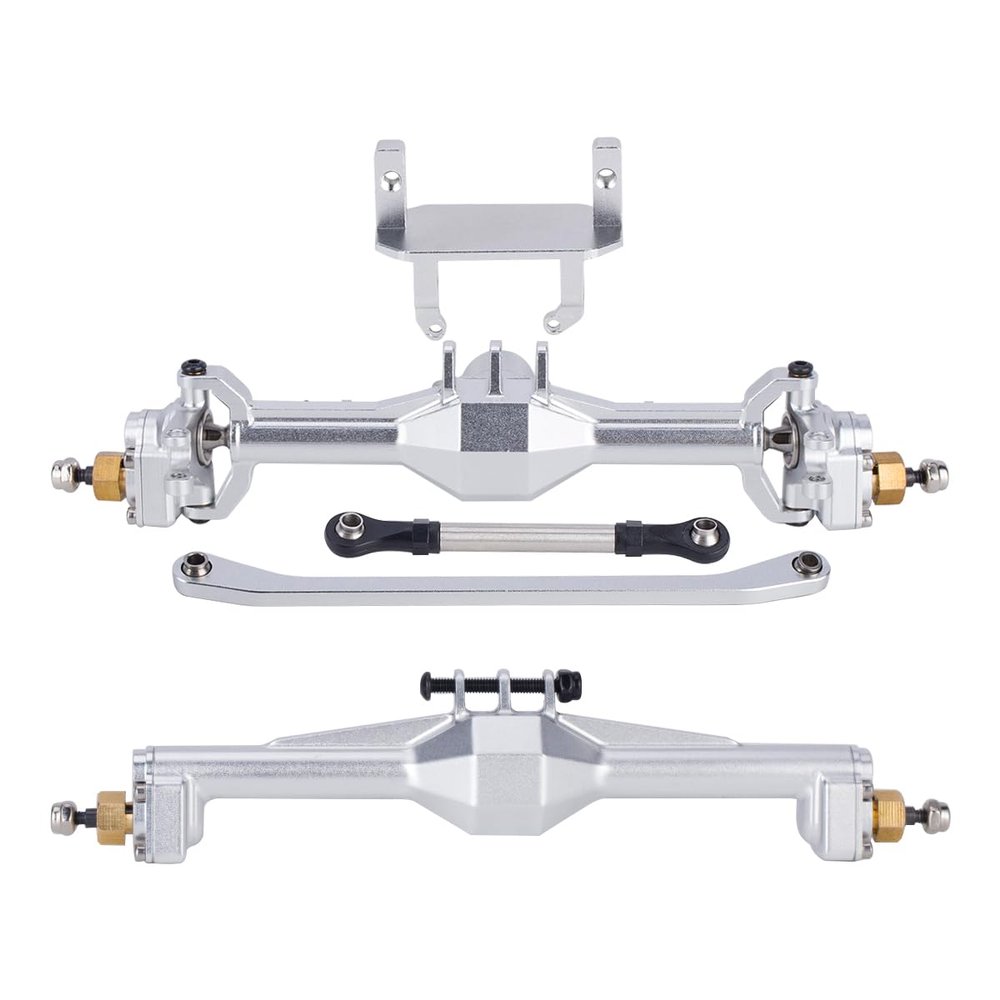+10mm Diamond CNC Portal Axles with Lay Down Servo Mount & Links for 1/18 RC Crawler TRX4M Axle Upgrade Parts (Silver-1Set)