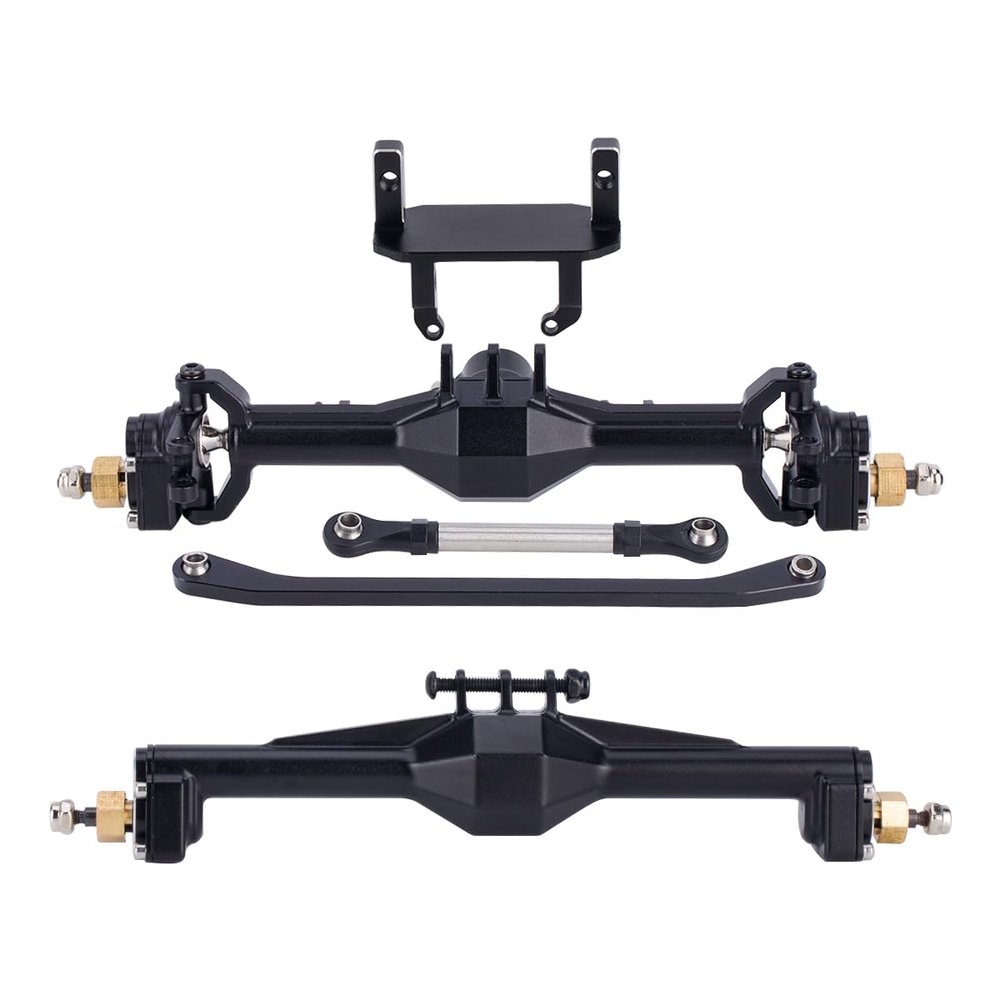 +10mm Diamond CNC Portal Axles with Lay Down Servo Mount & Links for 1/18 RC Crawler TRX4M Axle Upgrade Parts (Black-1Set)