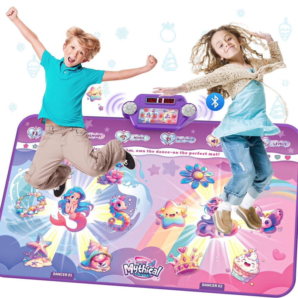 maysida Kids Bluetooth Dance Mat Toy, Dancing Music Mat with 1 & 2 Player Mode, Large Size (59 * 38 in), Birthday for 3 4 5 6 7 8 Year Old Girls Toddlers