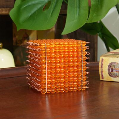 penepico Montessori Golden Bead Thousand Cube Transparent Acrylic Decimal System Cube, Solid Copper Wire, Place Value 1000 Manipulative, 3.5" Montessori Math Toy, Homeschool Classroom Materials
