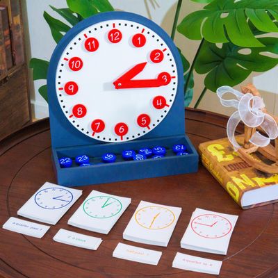 penepico Premium Montessori Learning Clock- 12-inch Solid Beechwood Teaching Clock with Movable Hands & Numbers, Math & Sensory Toys for Kids Ages 3-8+, Homeschool & Classroom Materials (3.85 lbs)