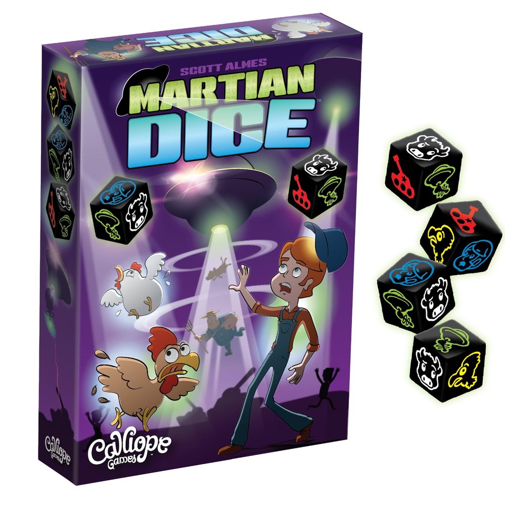 Calliope Martian Dice, Crazy Alien Invasion Game, Press-Your-Luck Dice Game for 26 Players Ages 8 & up