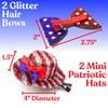 4th of July Hair Accessories Set, Patriotic Glitter Bow Clips and Mini Hat Barrettes, Red White Blue USA Party Wear, Independence Day Parade Outfit, 6 Pieces Total, 2 Hats + 4 Bows view 2