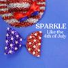 4th of July Hair Accessories Set, Patriotic Glitter Bow Clips and Mini Hat Barrettes, Red White Blue USA Party Wear, Independence Day Parade Outfit, 6 Pieces Total, 2 Hats + 4 Bows view 3