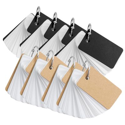 Artibetter 8Pcs Blank Flashcards Binder Rings Simple Style Memo Cards for Students Portable Note Cards for English Vocabulary Learning