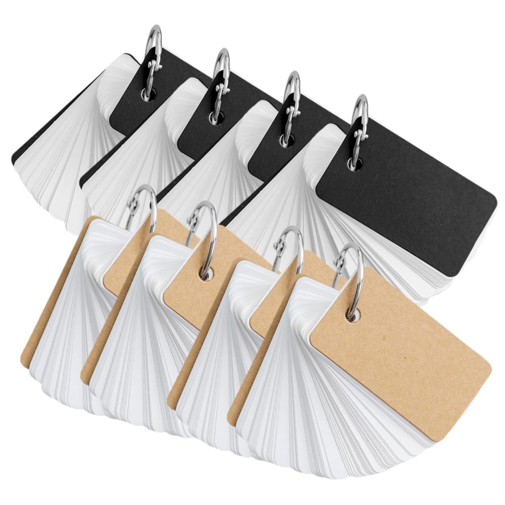 Artibetter 8Pcs Blank Flashcards Binder Rings Simple Style Memo Cards for Students Portable Note Cards for English Vocabulary Learning