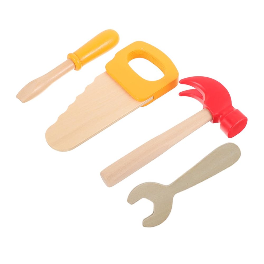 IMIKEYA 4pcs Wooden Tool Set for Kids Realistic Simulation Hammer Saw and Screwdriver Educational Construction Toy for Role Play and Maintenance Activities