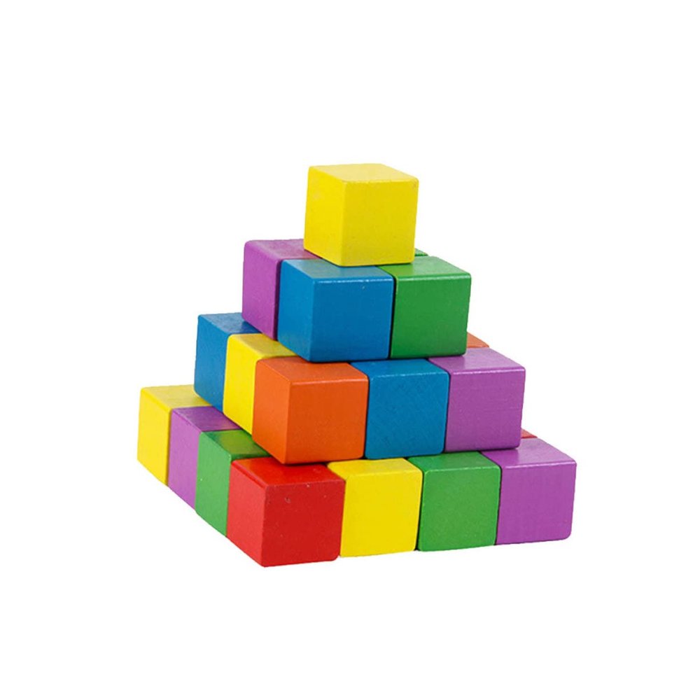 DECORNIJIA 50pcs Square Mosaic Blocks Wooden Craft Blocks DIY Tiles for Boys and Girls Creative Building Materials