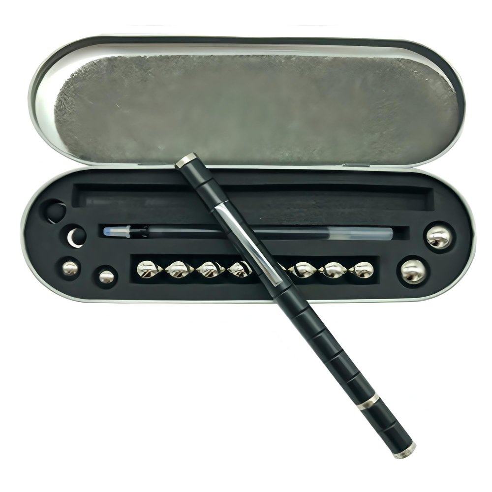 Color Fidget Pen Toy, Sensory Tool EDC Fidgeting Game for Adults, Cool Gadget Best for Stress and Anxiety Relief and Kill Time (Metal Box Set, Black)