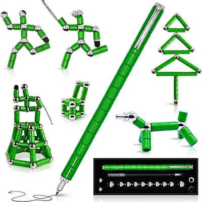 Color Fidget Pen Toy, Sensory Tool EDC Fidgeting Game for Adults, Cool Gadget Best for Stress and Anxiety Relief and Kill Time (Standard Paper Box Set, Green)