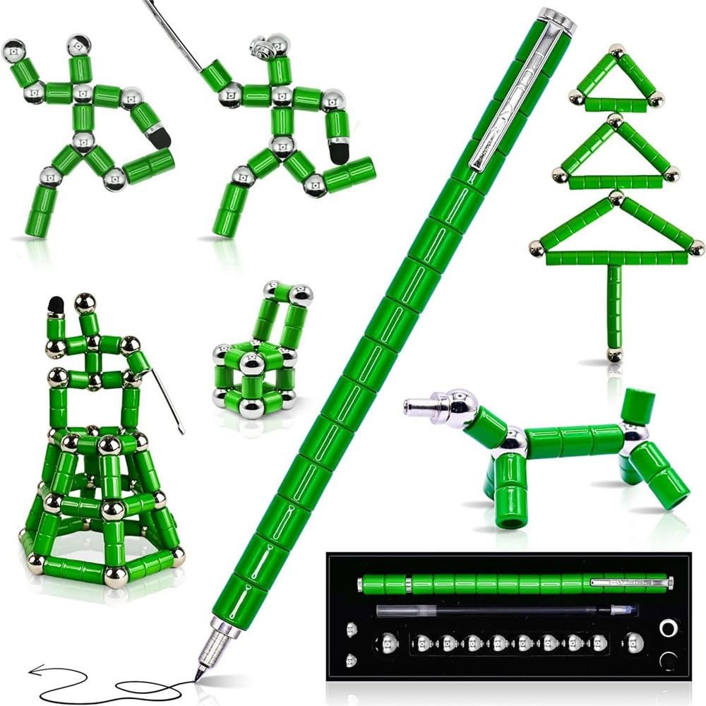 Color Fidget Pen Toy, Sensory Tool EDC Fidgeting Game for Adults, Cool Gadget Best for Stress and Anxiety Relief and Kill Time (Standard Paper Box Set, Green)