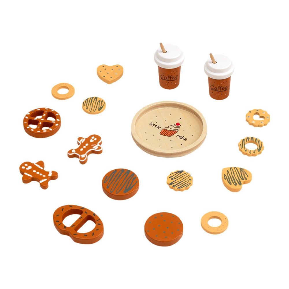 Bffcnl Wooden Cookie Play Food Set Baking Hand Eye Coordination Accessories for Pretend
