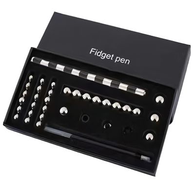 Color Fidget Pen Toy, Sensory Tool EDC Fidgeting Game for Adults, Cool Gadget Best for Stress and Anxiety Relief and Kill Time (Top-of-The-Line Large Paper Box Set, Black + Silvery)