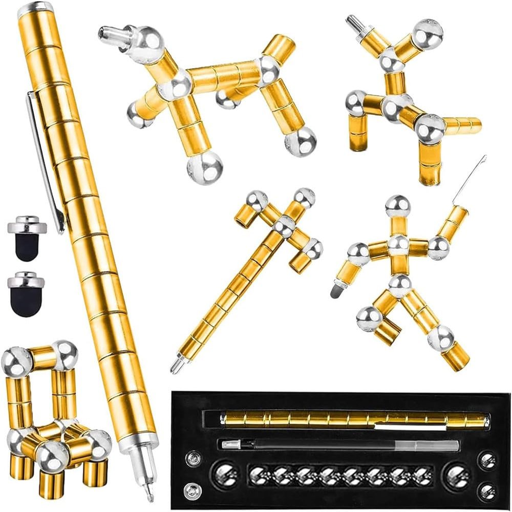 Color Fidget Pen Toy, Sensory Tool EDC Fidgeting Game for Adults, Cool Gadget Best for Stress and Anxiety Relief and Kill Time (Standard Paper Box Set, Golden)
