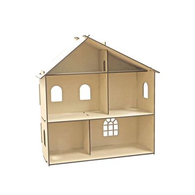 Make Market Dollhouse Kit, Unfinished Wooden Bungalow Display, Natural, 24" x 23.3" x 8.5", 1-Pack