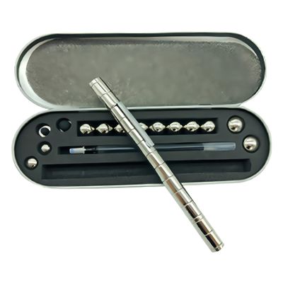 Color Fidget Pen Toy, Sensory Tool EDC Fidgeting Game for Adults, Cool Gadget Best for Stress and Anxiety Relief and Kill Time (Metal Box Set, Silvery)