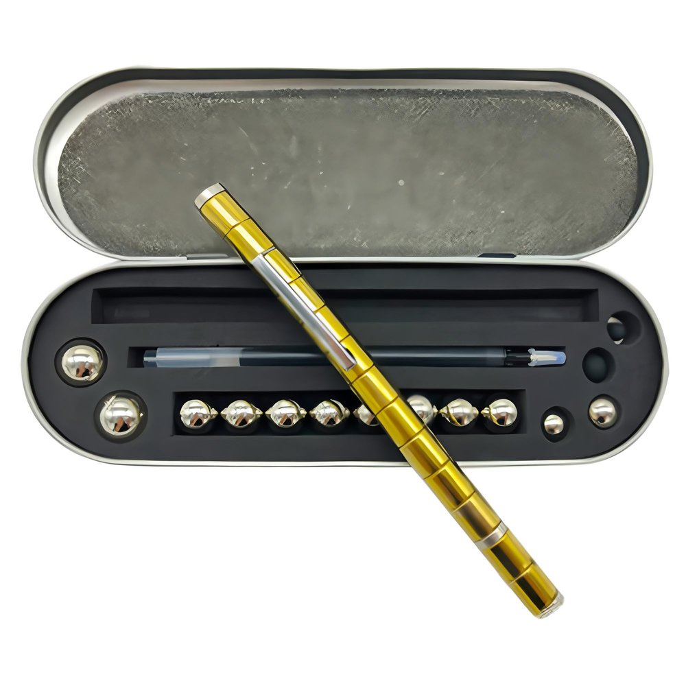 Color Fidget Pen Toy, Sensory Tool EDC Fidgeting Game for Adults, Cool Gadget Best for Stress and Anxiety Relief and Kill Time (Metal Box Set, Golden)