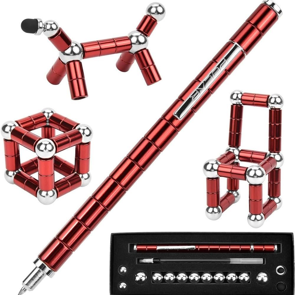 Color Fidget Pen Toy, Sensory Tool EDC Fidgeting Game for Adults, Cool Gadget Best for Stress and Anxiety Relief and Kill Time (Standard Paper Box Set, Red)