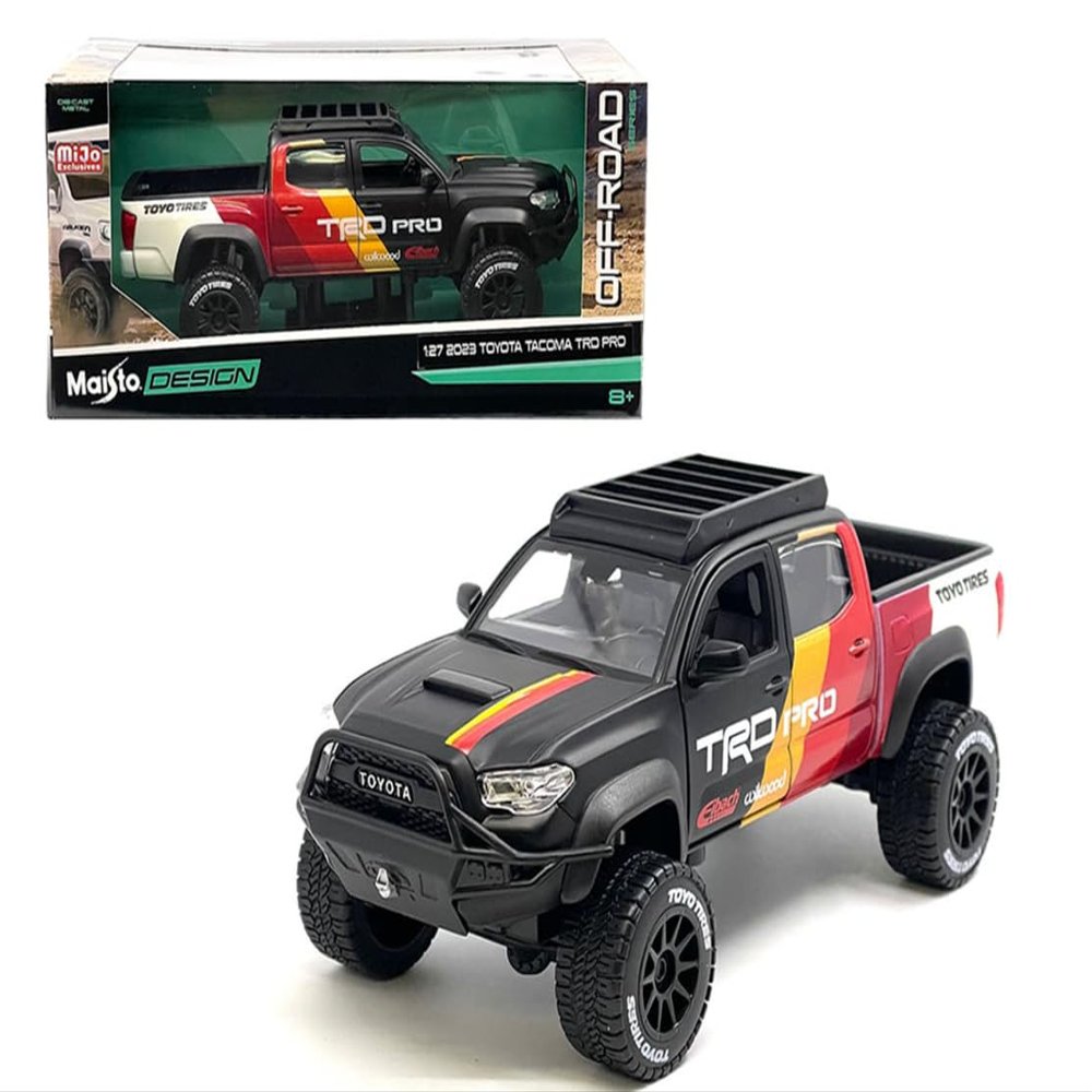 1/27 2023 T R D PRO Off Road Pickup Truck Matt Black with Graphics and Roofrack Series Diecast Model Car 32458-MBK