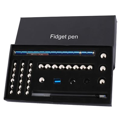 Color Fidget Pen Toy, Sensory Tool EDC Fidgeting Game for Adults, Cool Gadget Best for Stress and Anxiety Relief and Kill Time (Top-of-The-Line Large Paper Box Set, Blue)