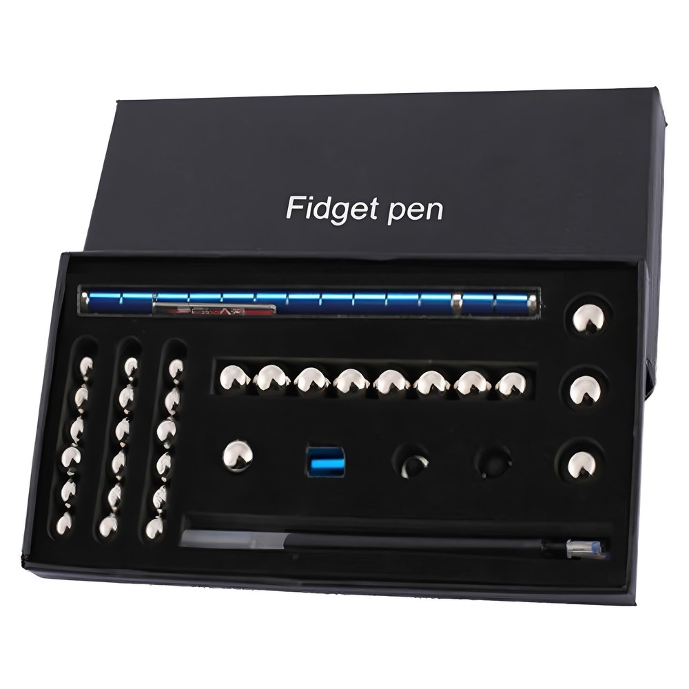 Color Fidget Pen Toy, Sensory Tool EDC Fidgeting Game for Adults, Cool Gadget Best for Stress and Anxiety Relief and Kill Time (Top-of-The-Line Large Paper Box Set, Blue)