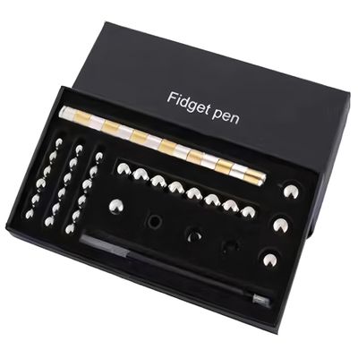 Color Fidget Pen Toy, Sensory Tool EDC Fidgeting Game for Adults, Cool Gadget Best for Stress and Anxiety Relief and Kill Time (Top-of-The-Line Large Paper Box Set, Golden + Silvery)