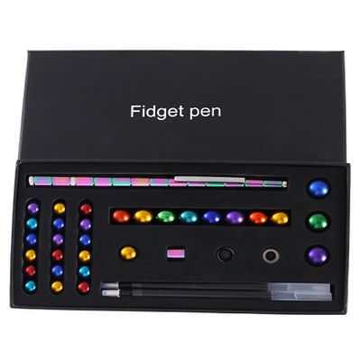 Color Fidget Pen Toy, Sensory Tool EDC Fidgeting Game for Adults, Cool Gadget Best for Stress and Anxiety Relief and Kill Time (Colorful Beads Paper Box Set, Colorful)