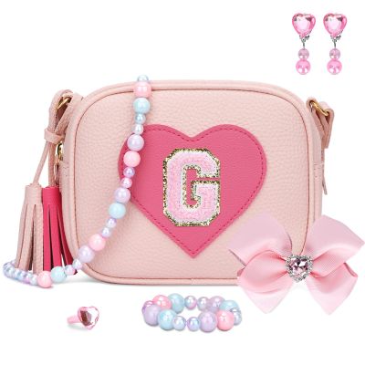 KKXIU Gifts For 3 4 5 6 7 8 Year Old Girls Dress Up Jewelry Kids Toys Toddler Purse Heart Little Girl Bag (G, Pink)