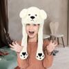 Bubblepompom Polar Bear Hat with Ears Moving Jumping Pop Up Beating White Bear Hat Plush Holiday Cosplay Dress Up Funny Party Gift for Kids Boys Girls, 22'' view 4