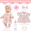 12 Baby Doll Classic Checkered Dress & 6-Piece Accessories Gift Box Packaged  Soft Realistic Lifelike Baby Dolls for Toddlers & Little Girls view 4