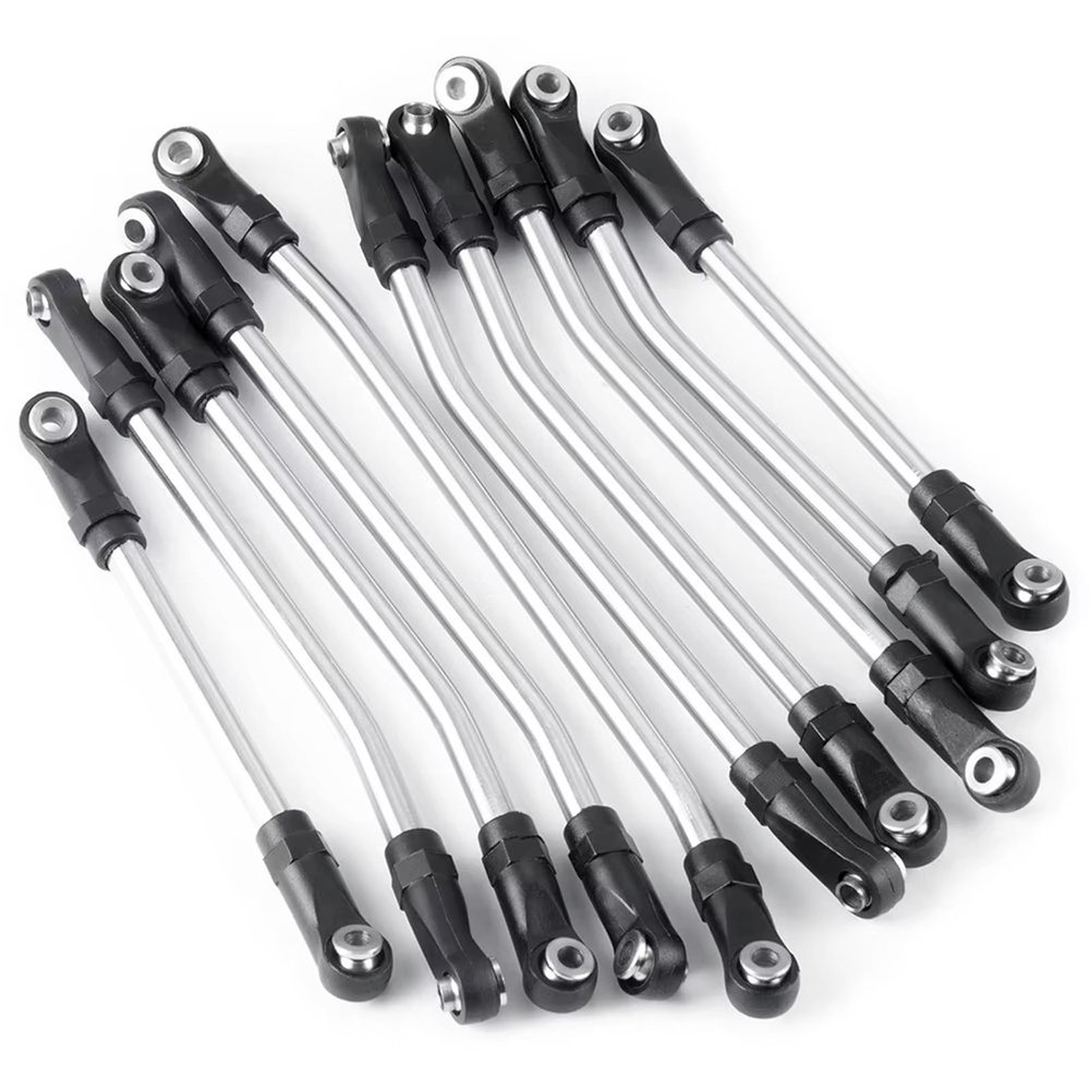 RC Car Parts for Element for Enduro 1/10 RC Car Parts 10Pcs Stainless Steel Upper Lower Suspension Link Rod Linkage Set W/Ball End Replacement Car Accessories