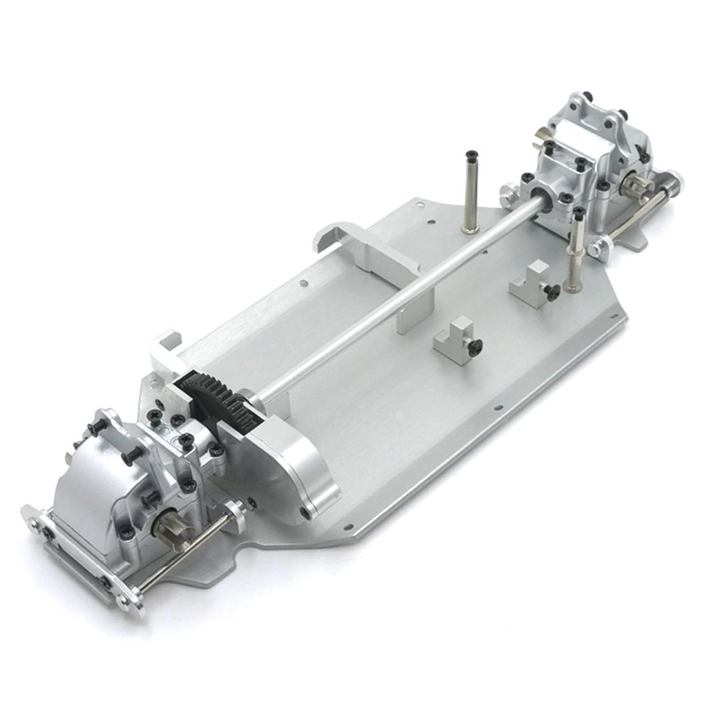 RC Spare Part Compatible with WLtoys 144010 144001 144002 1/14 RC Car Parts Upgrade Metal Bottom Plate Gearbox Differential Center Drive Package(Silver)