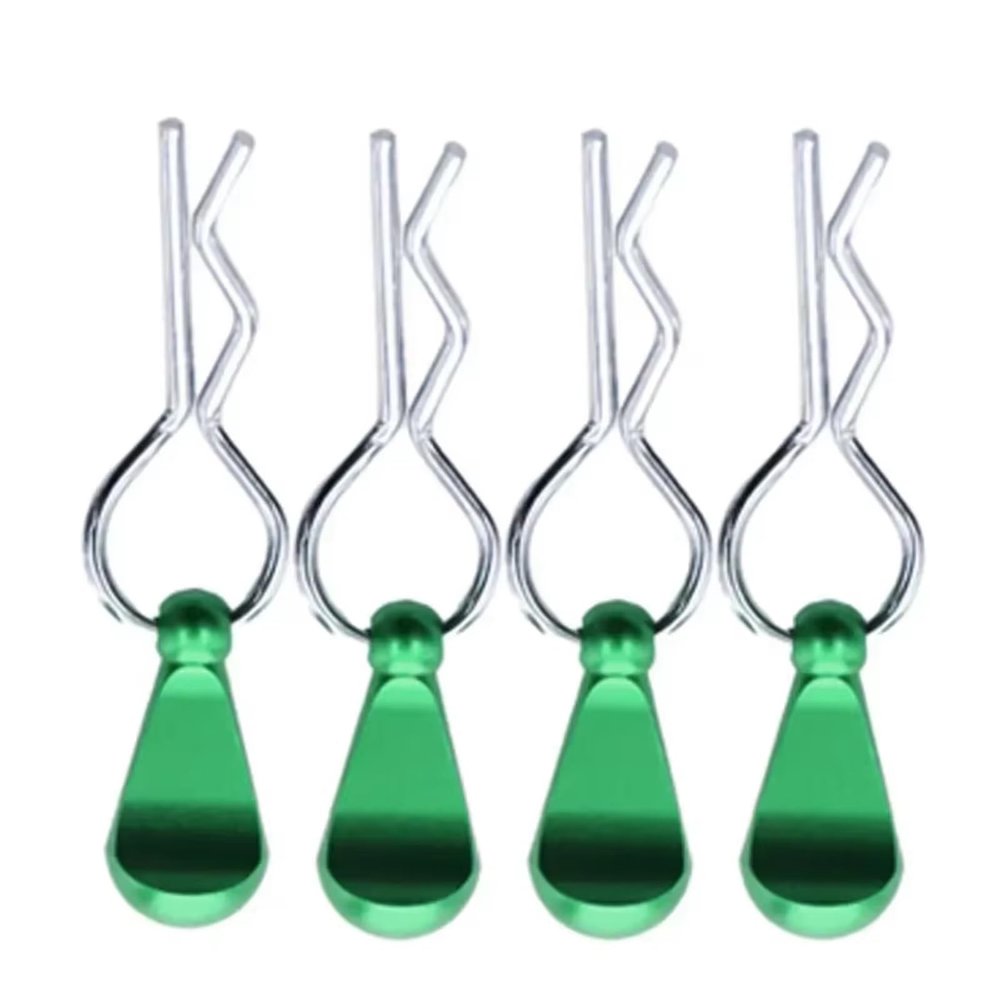 for 1/5 1/8 1/10 1/12 4pcs Body Shell Clip Pin with Fixing Bracket Aluminum Mount Set RC Model Car for Toys Spare Parts Accessories RC Car DIY Parts(Green)