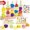 Appoft Montessori Wooden Beads Mastery Kit: Fine Motor Skills Builder for Toddlers 2-5 Stacking Blocks Lacing Beads Travel Learning Toys STEM Gifts for 2 3 4 5 Year Old Boys Girls Toys for Ages 2-4 view 1