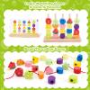 Appoft Montessori Wooden Beads Mastery Kit: Fine Motor Skills Builder for Toddlers 2-5 Stacking Blocks Lacing Beads Travel Learning Toys STEM Gifts for 2 3 4 5 Year Old Boys Girls Toys for Ages 2-4 view 4